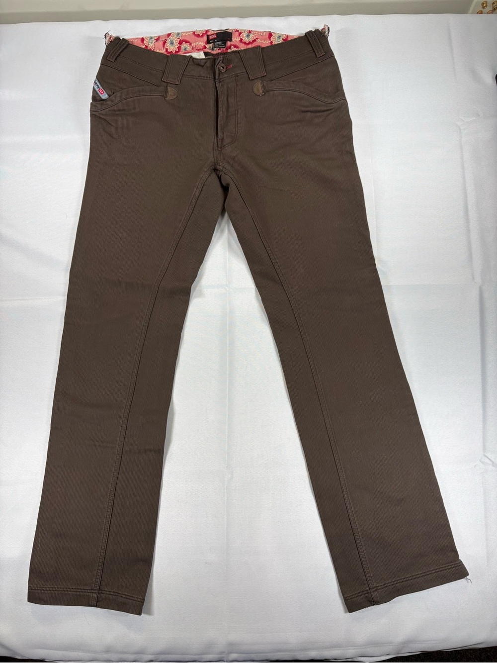 Diesel Kratt Brown Jeans Men’s 34 Y2K Slim Straight Floral Waistband